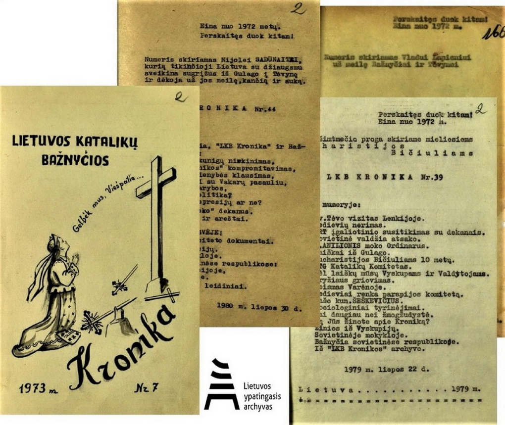 „Lietuvos katalikų bažnyčios kronikos“ numeriai – 1973-iųjų, 1979-ųjų ir 1980 metų.  LIETUVOS YPATINGOJO ARCHYVO nuotr.