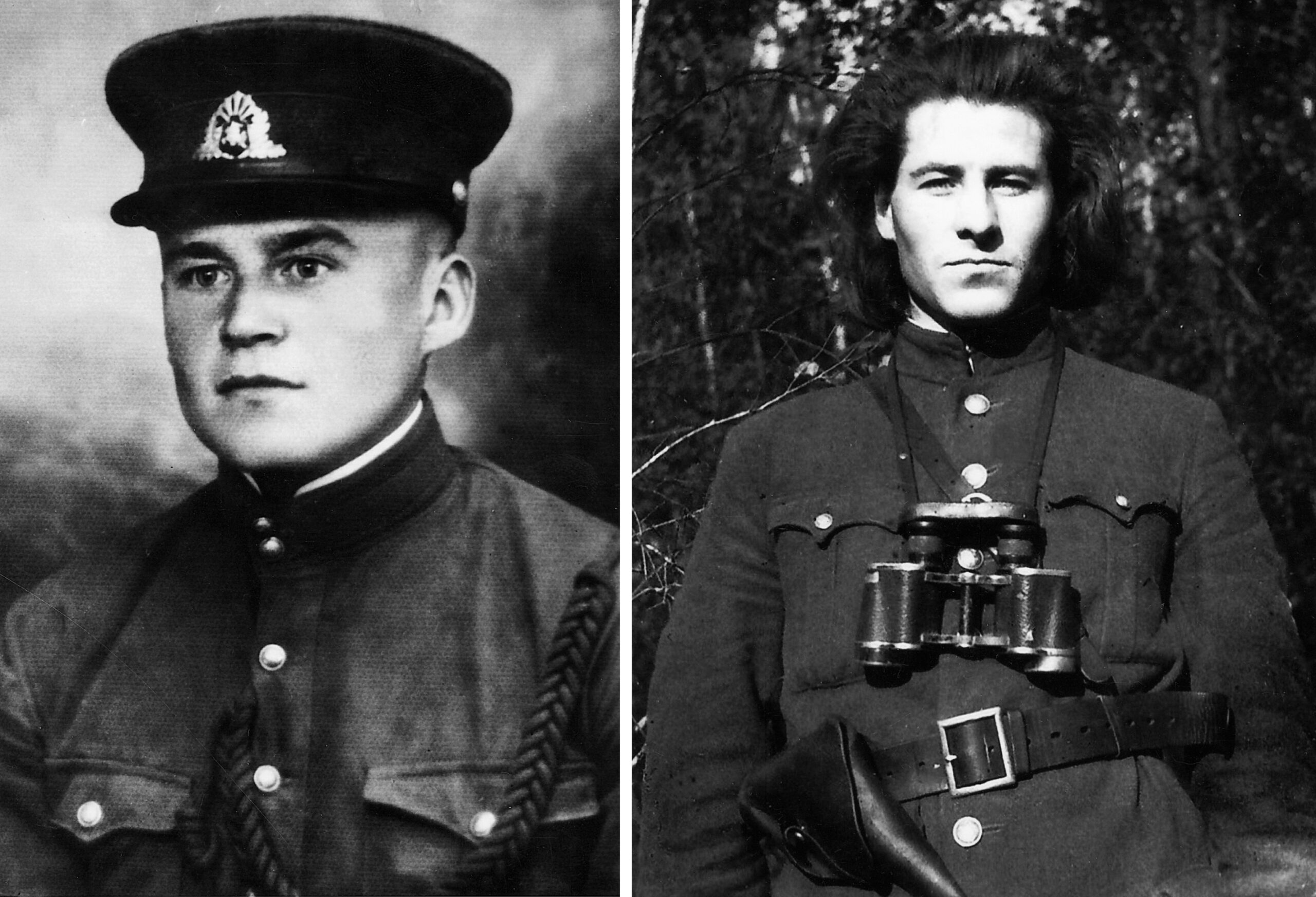 Būsimasis apygardos vadas Mykolas Šemežys-Aras tarnybos Lietuvos kariuomenėje metais (kairėje) ir Edvardas Daučiūnas-Jokeris, Vyčio apygardos Gedimino rinktinės vadas. PANEVĖŽIO KRAŠTOTYROS MUZIEJAUS rinkinių nuotr.